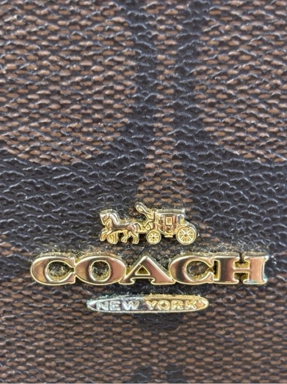 Coach Brown Signature Canvas Crossbody with Black Strap